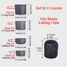 Load image into Gallery viewer, Naturehike Camping Ultralight Backpacking Aluminum Cookware Tableware Portable Kitchen Utensils Cooking Utensils Pot Pan Set