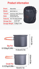 Load image into Gallery viewer, Naturehike Camping Ultralight Backpacking Aluminum Cookware Tableware Portable Kitchen Utensils Cooking Utensils Pot Pan Set