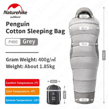 Load image into Gallery viewer, Naturehike Penguin Sleeping Bag Backpacking Cotton Sleeping Bag Warm Winter Sleeping Bag Outdoor Travel Camping Sleeping Bag