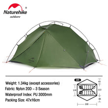 Load image into Gallery viewer, Naturehike Tent VIK Ultralight Single Tent Waterproof Camping Tent Outdoor Hiking Tent 1 People 2 People Travel Cycling Tent