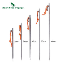 Load image into Gallery viewer, Boundless Voyage Outdoor Camping High Strength Titanium Alloy Tent Pegs Stakes Nails for Hard Snow Floor 20 24 30 35 40 cm