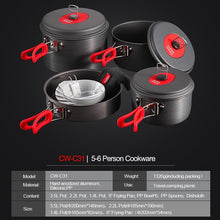 Load image into Gallery viewer, Alocs Outdoor Folding Camping Pot Cookware Mess Kit Pot Water Kettle Frying Pan Bowl Spoon Cooking Set Backpacking Picnic Hiking