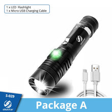 Load image into Gallery viewer, Ultra Bright LED Flashlight With XP-L V6 LED lamp beads Waterproof Torch Zoomable 4 lighting modes Multi-function USB charging