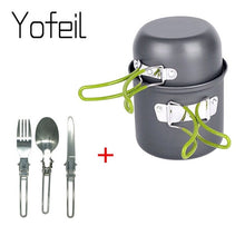 Load image into Gallery viewer, Outdoor Pot Mini Gas Stove Sets Camping Hiking Cookware Picnic Cooking Set Non-stick Bowls With Foldable Spoon Fork Knife