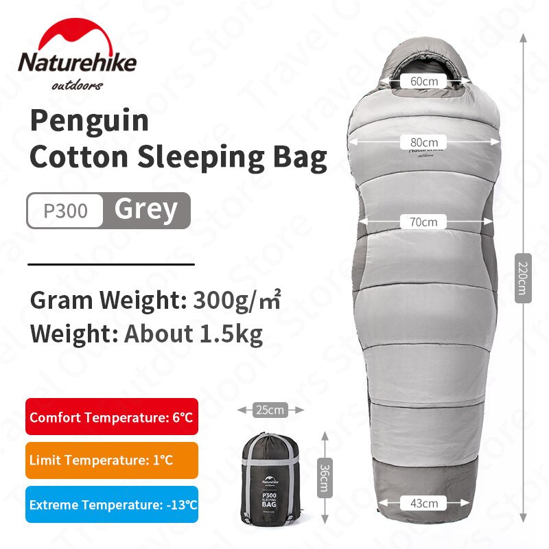 Naturehike Penguin Sleeping Bag Backpacking Cotton Sleeping Bag Warm Winter Sleeping Bag Outdoor Travel Camping Sleeping Bag