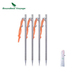 Load image into Gallery viewer, Boundless Voyage Outdoor Camping High Strength Titanium Alloy Tent Pegs Stakes Nails for Hard Snow Floor 20 24 30 35 40 cm
