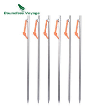 Load image into Gallery viewer, Boundless Voyage Outdoor Camping High Strength Titanium Alloy Tent Pegs Stakes Nails for Hard Snow Floor 20 24 30 35 40 cm
