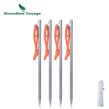 Load image into Gallery viewer, Boundless Voyage Outdoor Camping High Strength Titanium Alloy Tent Pegs Stakes Nails for Hard Snow Floor 20 24 30 35 40 cm
