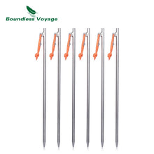 Load image into Gallery viewer, Boundless Voyage Outdoor Camping High Strength Titanium Alloy Tent Pegs Stakes Nails for Hard Snow Floor 20 24 30 35 40 cm
