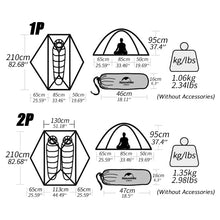 Load image into Gallery viewer, Naturehike Tent VIK Ultralight Single Tent Waterproof Camping Tent Outdoor Hiking Tent 1 People 2 People Travel Cycling Tent
