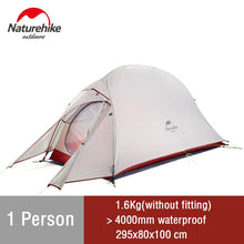 Load image into Gallery viewer, Naturehike Cloud Up 2 Tent Ultralight Camping Tent 1 2 Person Double Layer Waterproof Fishing Tent Backpacking Outdoor Tent
