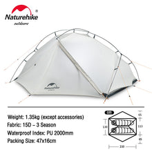 Load image into Gallery viewer, Naturehike Tent VIK Ultralight Single Tent Waterproof Camping Tent Outdoor Hiking Tent 1 People 2 People Travel Cycling Tent
