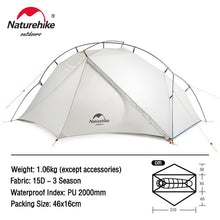 Load image into Gallery viewer, Naturehike Tent VIK Ultralight Single Tent Waterproof Camping Tent Outdoor Hiking Tent 1 People 2 People Travel Cycling Tent
