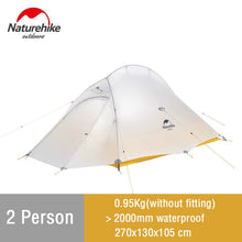 Load image into Gallery viewer, Naturehike Cloud Up 2 Tent Ultralight Camping Tent 1 2 Person Double Layer Waterproof Fishing Tent Backpacking Outdoor Tent
