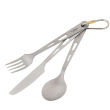 Load image into Gallery viewer, 3pcs/set Titanium Cutlery Set Ultra Lightweight Knife Fork Spoon
