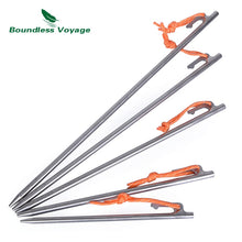 Load image into Gallery viewer, Boundless Voyage Outdoor Camping High Strength Titanium Alloy Tent Pegs Stakes Nails for Hard Snow Floor 20 24 30 35 40 cm
