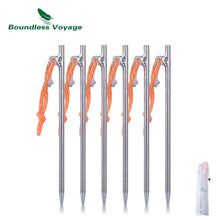 Load image into Gallery viewer, Boundless Voyage Outdoor Camping High Strength Titanium Alloy Tent Pegs Stakes Nails for Hard Snow Floor 20 24 30 35 40 cm
