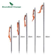 Load image into Gallery viewer, Boundless Voyage Outdoor Camping High Strength Titanium Alloy Tent Pegs Stakes Nails for Hard Snow Floor 20 24 30 35 40 cm
