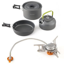 Load image into Gallery viewer, Camping 308 Pot Gas Stove Camping Cookware Outdoor Tableware Picnic Set Piezo Lighter Stove Travel 9 Windshields Windproof
