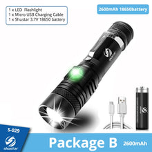 Load image into Gallery viewer, Ultra Bright LED Flashlight With XP-L V6 LED lamp beads Waterproof Torch Zoomable 4 lighting modes Multi-function USB charging
